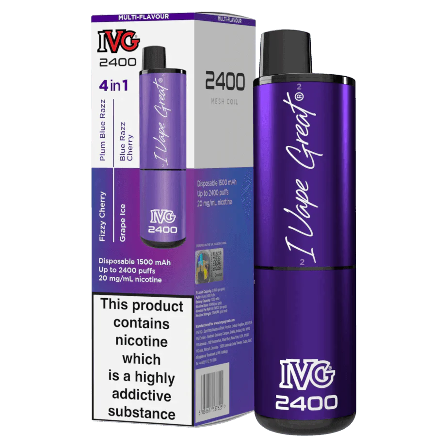 Purple Edition Multi Flavour (4 in 1) IVG 2400 Disposable Vape - Vape Unit